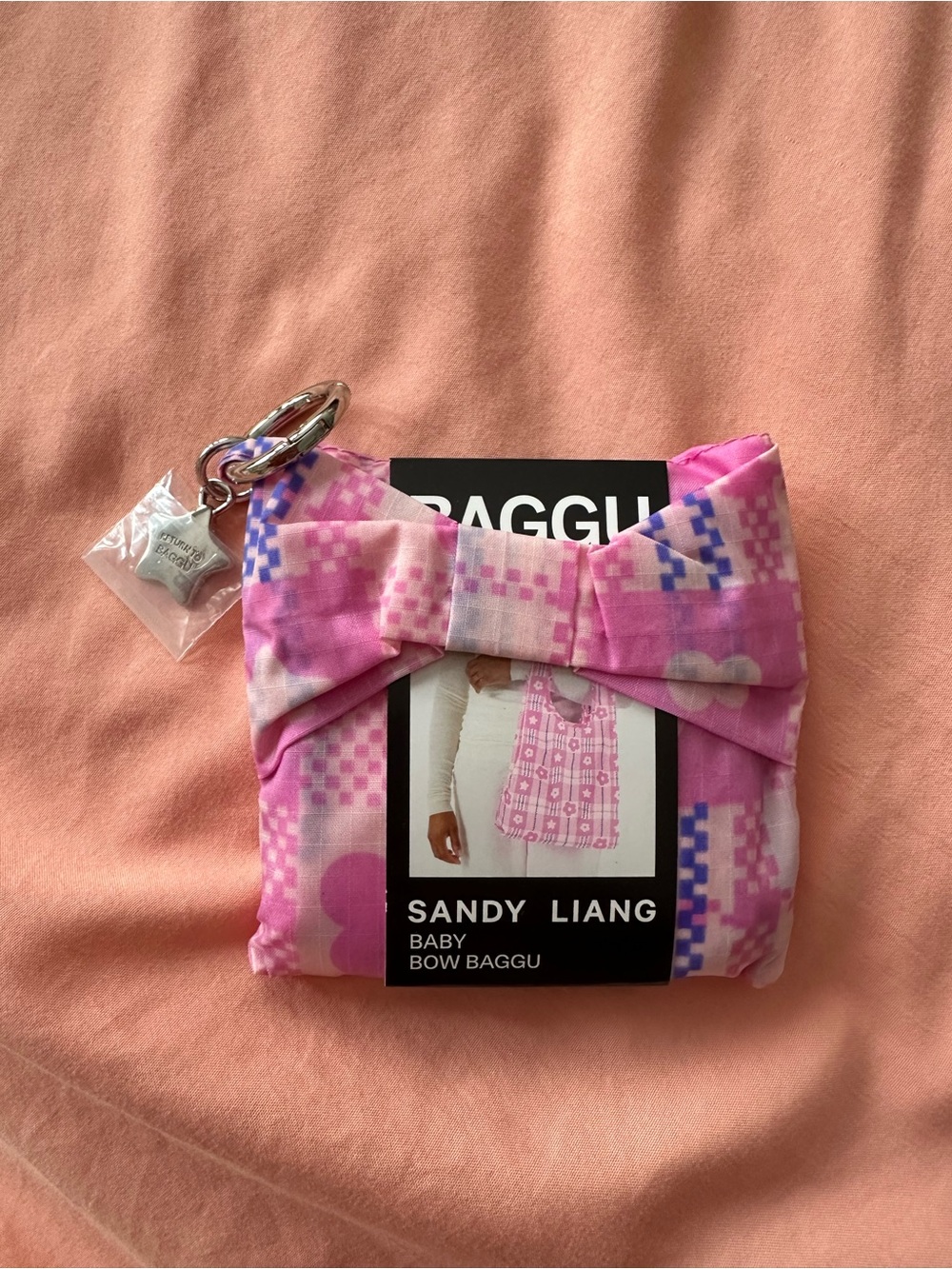 NWT BAGGU Sandy Liang Baby Bow Baggu — Market Plaid Pink